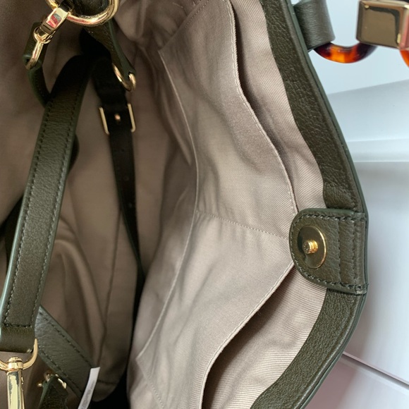 Olive pebbles leather shoulder bag, can be worn cross-body, by Talbots. - Picture 8 of 8